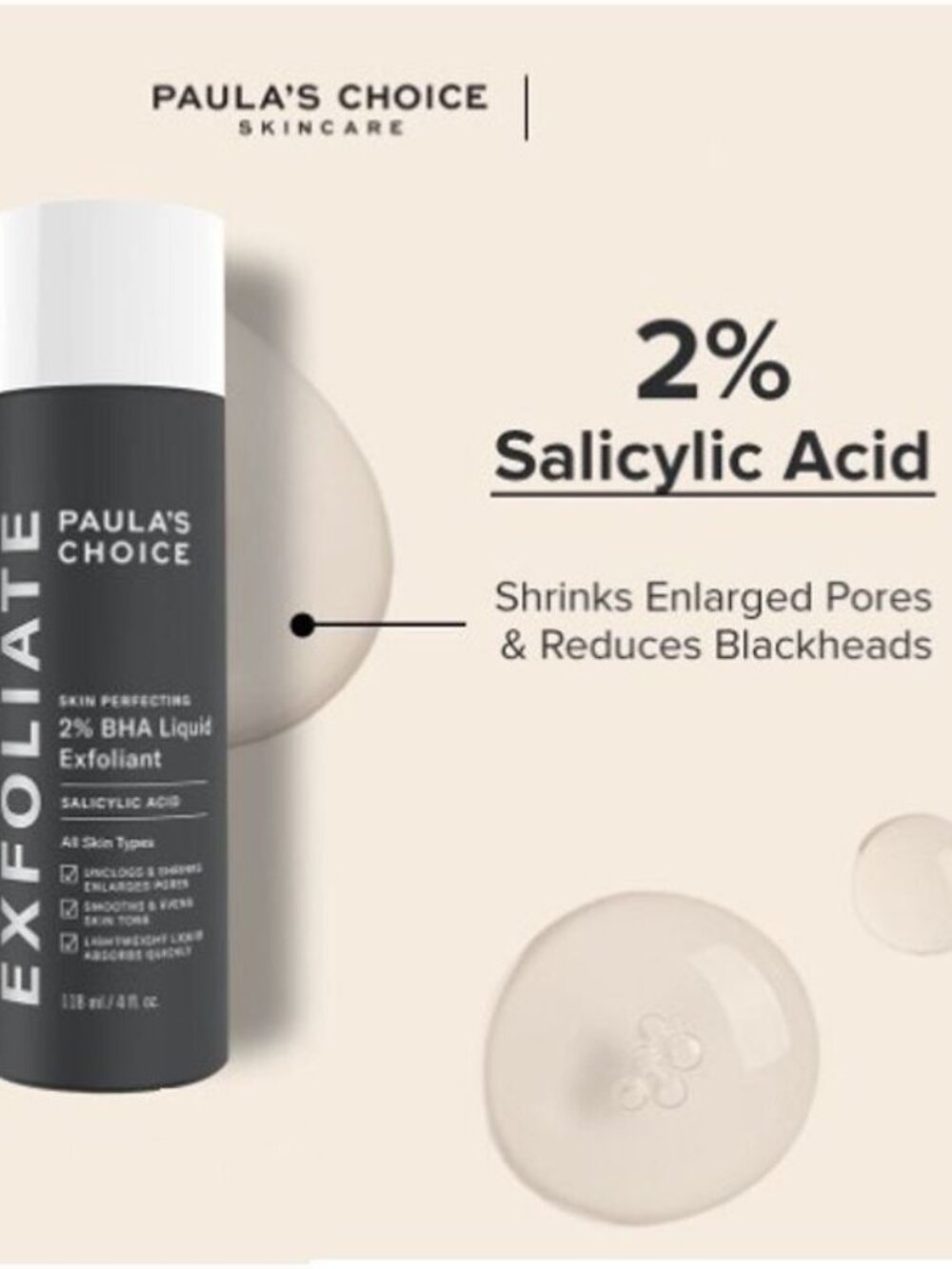 Paula’s Choice Exfoliant Gift Set-2% BHA Liquid Exfoliant&10 Cotton Pads-2pc-NEW - Picture 7 of 12